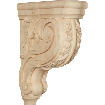 Ekena Millwork 3 1/2"W x 9"D x 12"H Medium Hudson Acanthus Wood Corbel, Maple CORW04X09X12HDMA